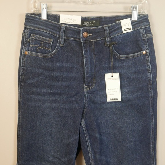 Judy Blue NWT High Rise Straight Cropped Jean Size 28 Dark Blue - Picture 6 of 10